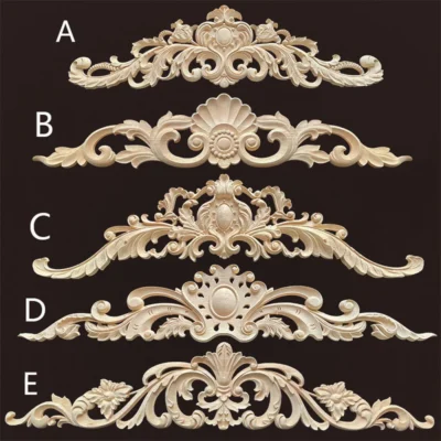 Apliques e onlays de madeira, móveis naturais, porta de parede, escultura em madeira, decorativo, flor longa, estatuetas de madeira, artesanato, moldura de canto
