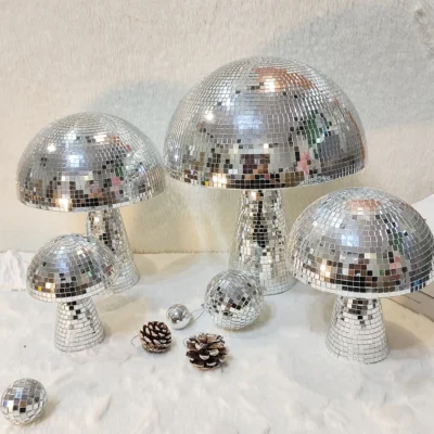 Bola de discoteca de cogumelo para decoração de casa decoração de festa espelho bola de discoteca forma de cogumelo decoração de casamento decoração de bola de discoteca