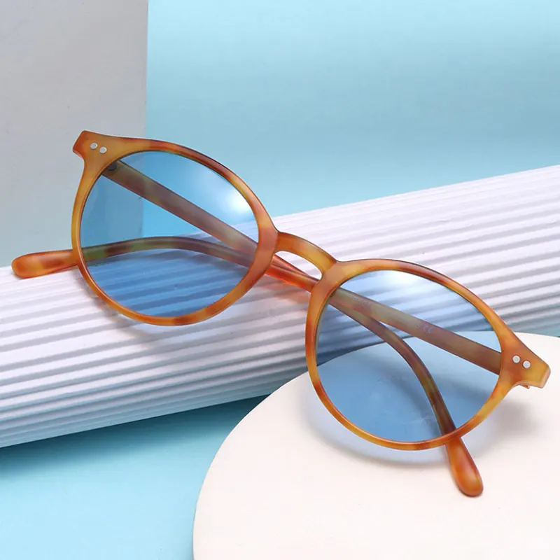 Óculos de sol retro redondos polarizados para homens e mulheres, armação leopardo clássico, óculos de direção moda preta, masculino e feminino, UV400 - Image 2