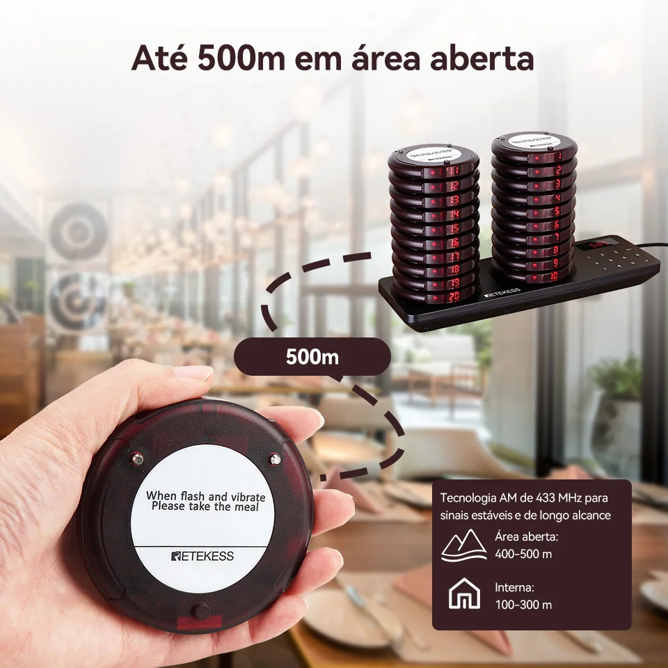 RETEKESS TD163 Sistema de Chamada Sem Fio para Garçons em Restaurantes Pager Vibratório Beeper para Cafeterias e Food Trucks Dispositivo de Chamada - Image 2