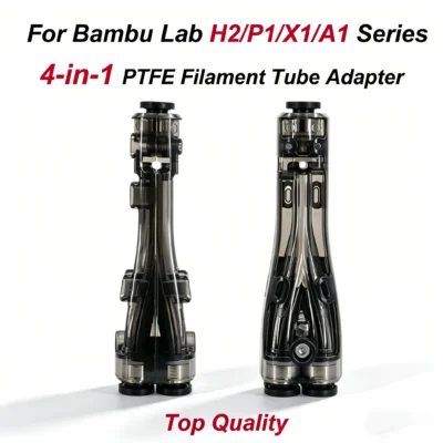 Adaptador PTFE 4 em 1 Aprimorado para Impressoras 3D Bambu Lab H2C/H2D/H2S/P1S/P1P/P2S/X1C/A1/A1MINI - Compatibilidade Multifilamento - Peças 3D