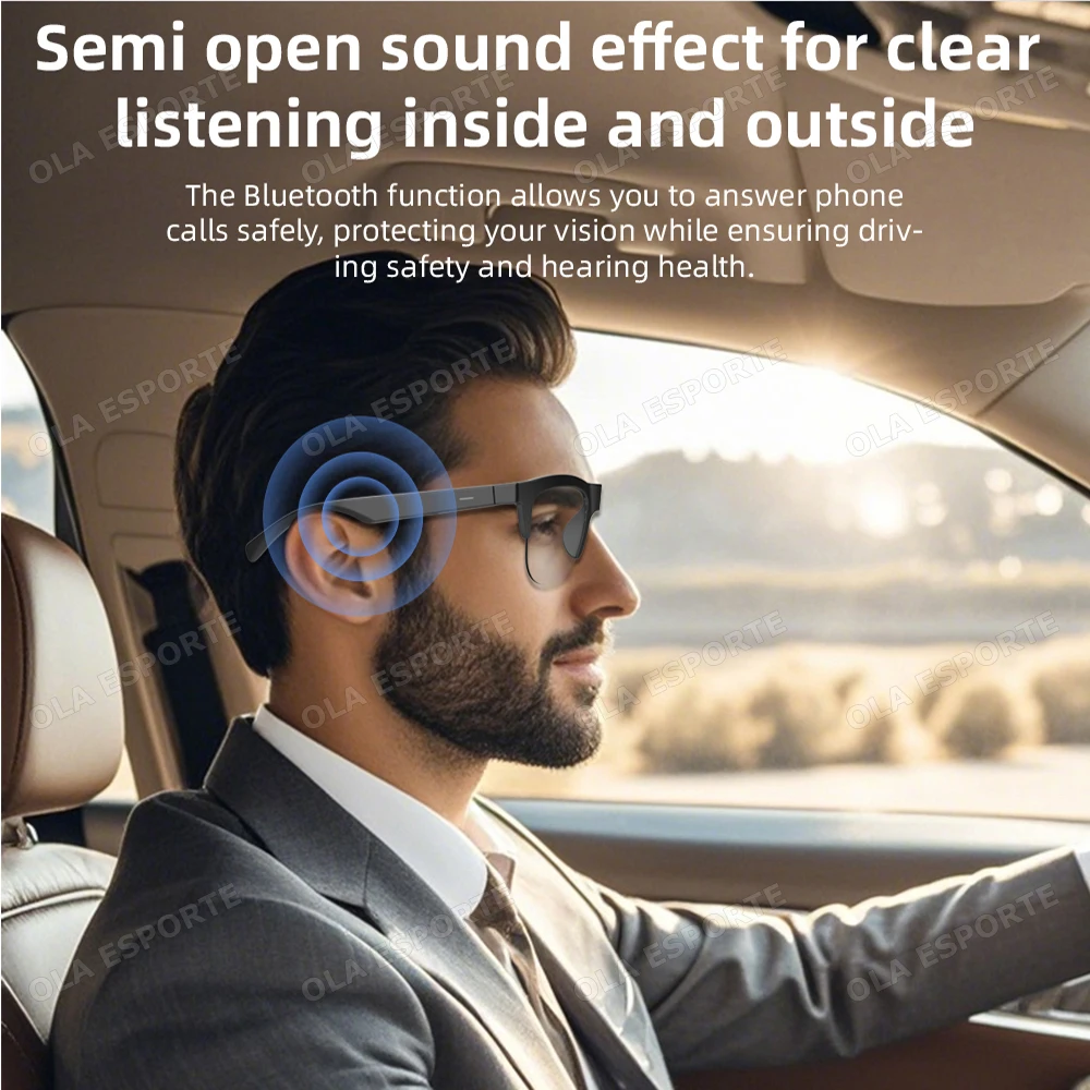 2025 fotosensível mudança de cor óculos inteligentes bluetooth chamadas de voz controle música uv polarizado óculos de sol fone de ouvido homem - Image 3