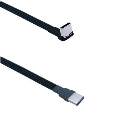 Tipo C para USB-C cabo adaptador angular de 90 graus banco de potência cabo flexível cabo PD cabo de carregamento USB C curva cabo de silicone plano