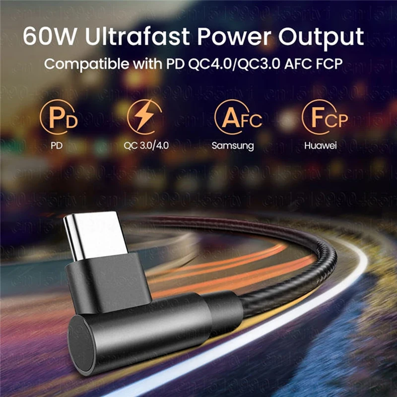 100W USBC Para Tipo C PD 4.0 Cabo de Carregador Rápido Fio de Cabo de Carregamento Ângulo de 90 Graus Para iPhone 15 Pro max mais mini Xiaomi 14 13 12 pro Redmi k60 40 50 30 Huawei P60 40 30 mate 40 30 Pro Macbook iPad - Image 2