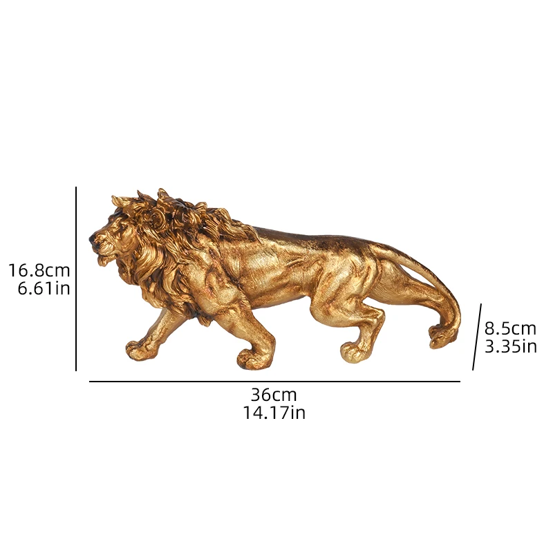 Estátua de leão dourado, escultura de animal de resina, ornamento de decoração de casa para quarto, sala de estar, estudo, decoração de mesa de escritório - Image 6