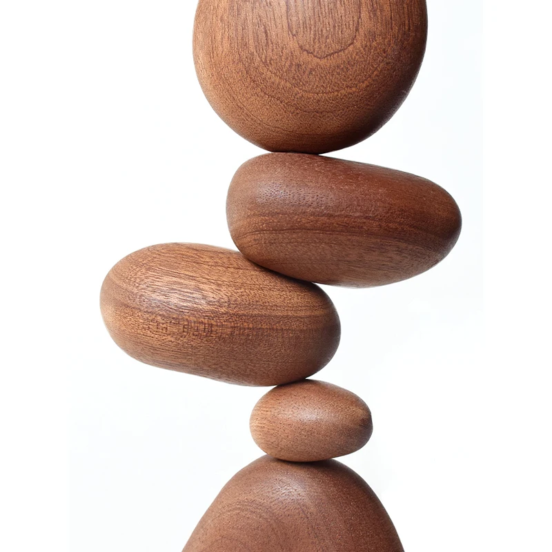 Ornamentos Artísticos Divertidos em Forma de Pedra de Madeira Sólida, Estilo Nórdico, Quebra-Cabeça de Descompressão, Acessórios de Decoração de Parede para Casa - Image 6