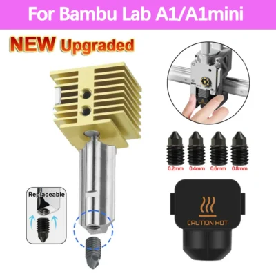 Nova atualização kit de extremidade quente de velocidade rápida para bambu lab a1 hotend a1 mini conjunto de bico cabeça de pinta bicos de aço endurecido substituíveis