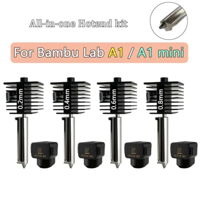 Kit Hotend Completo para Bambu Lab A1 Mini, Bico de Aço Temperado 0.2/0.4/0.6/0.8mm, Acessório para Impressora 3D Bambu Lab A1