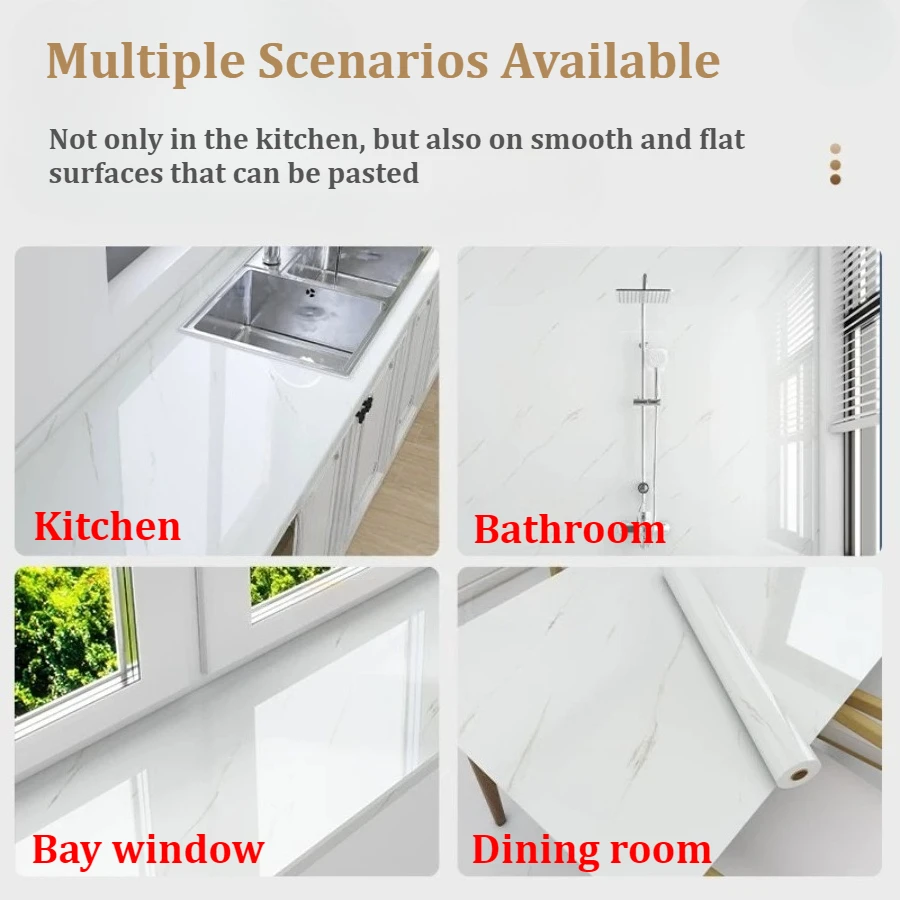 Papel de Parede Impermeável de 40cm, Adesivo de Parede Imitação de Mármore, Fácil Instalação em Banheiro e Sala de Estar - Image 4