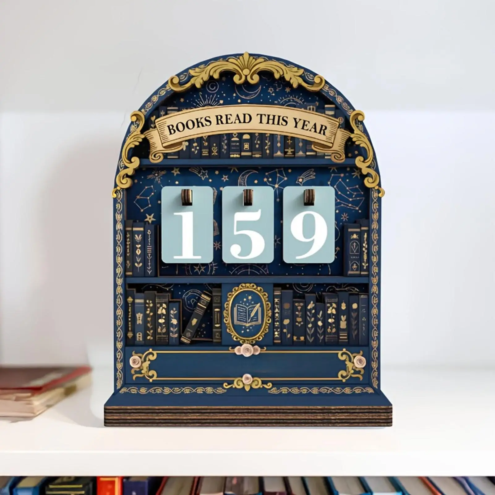 Decoração de Estante de Livros em Madeira com Sinalizador de Livros Leitura para Biblioteca, Cantinho de Estudo, Casa, Escritório, Sala de Estar - Image 4