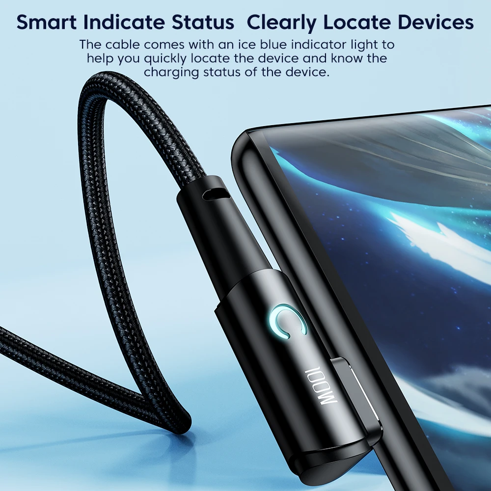 Toocki cotovelo de 90 graus usb tipo c cabo 100w 5a cabo de dados de carregamento rápido para huawei xiaomi samsung usb c para tipo c cabo jogos - Image 5