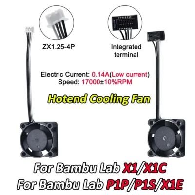 Atualizar x1/x1c p1p/p1s para bambu laboratório metal hotend com ventilador de refrigeração 0.2/0.4/0.6/0.8mm bocal de cobre de bronze endurecido