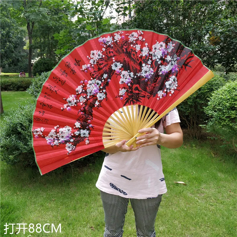 Grande bambu dobrável fã, mão grande, montagem na parede clássica, decoração da sala, estilo chinês, presentes de casamento, 50x88cm - Image 3