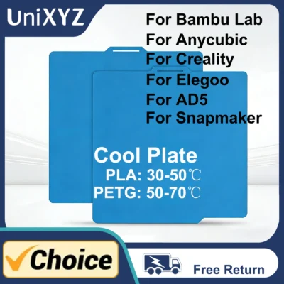 Placa Fria para Impressora 3D para Bambu Lab H2D X1 P1 A1 Mini, Creality Hi K1 Max K2 Pro, Anycubic Kobra S1, Elegoo Centauri, Snapmaker U1