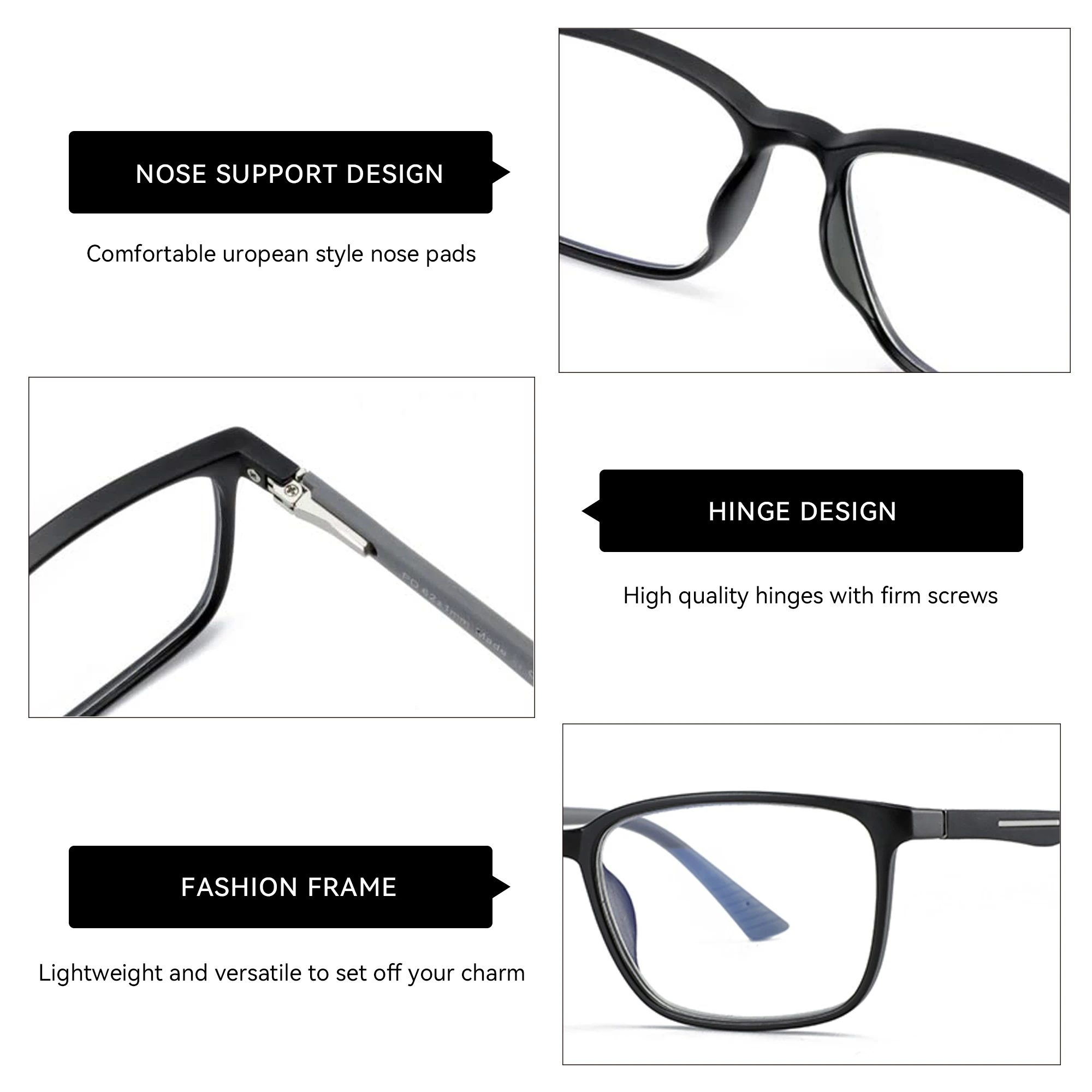 Óculos de prescrição quadrados ZENOTTIC, óculos ópticos fotocrômicos anti-luz azul com lentes progressivas para miopia e hipermetropia - Image 6