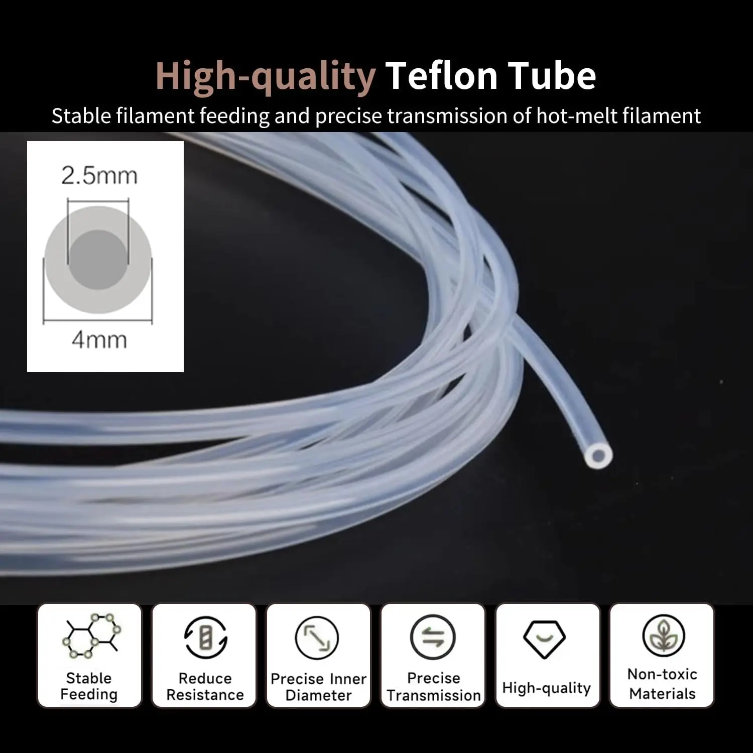 Para bambu lab p1p ams a1 mini impressora 3d extrusora de tubo ptfe 1.75mm id2.5mm od4mm peças de filamento ambulab para a1/p1p/p1s/x1c - Image 2