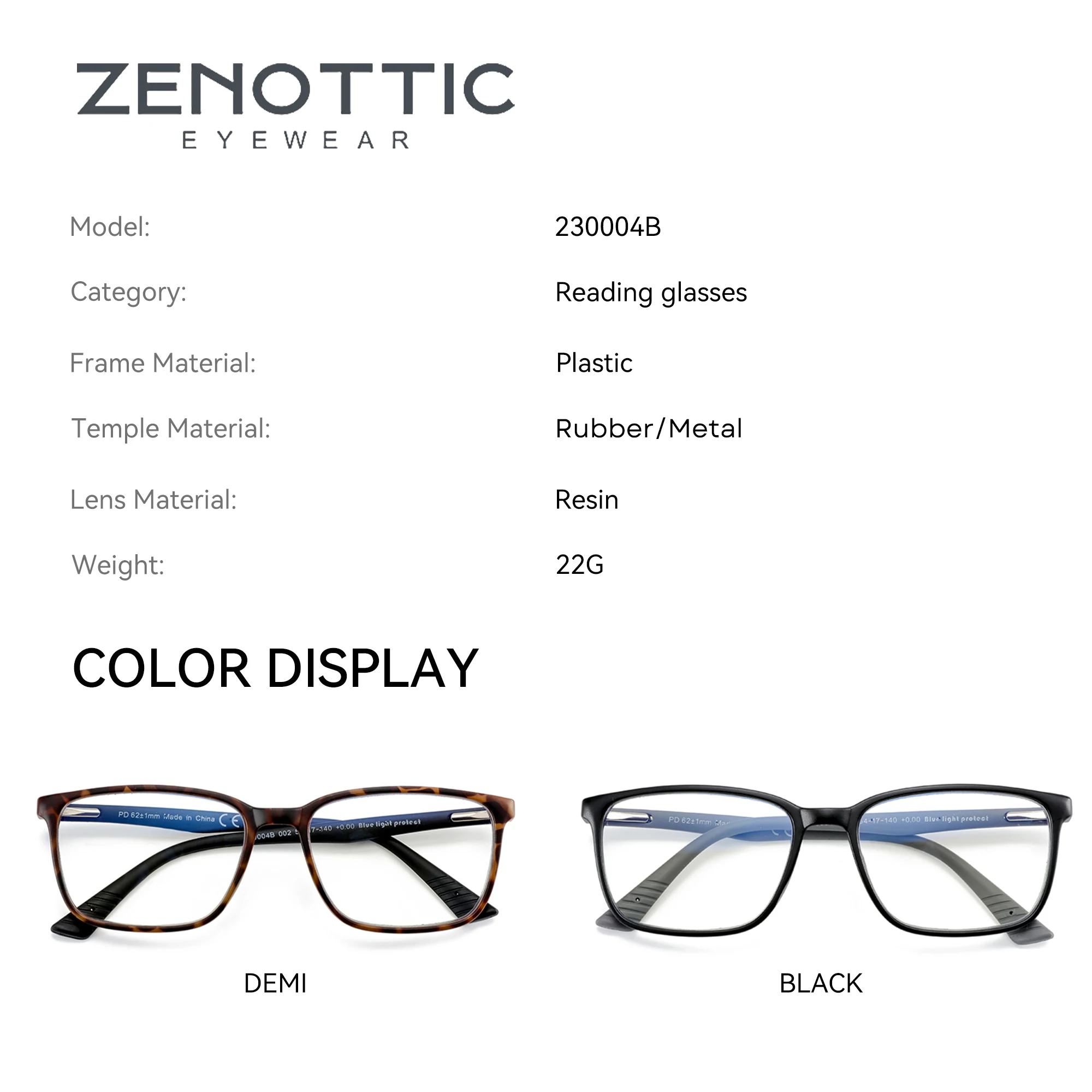 Óculos de prescrição quadrados ZENOTTIC, óculos ópticos fotocrômicos anti-luz azul com lentes progressivas para miopia e hipermetropia - Image 5