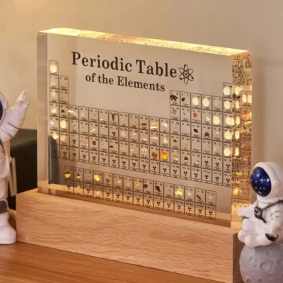 Elementos acrílicos tabela periódica mendeleev seguro mesa periódica estatueta exibição ciência ornamento decoração do quarto acessórios de mesa