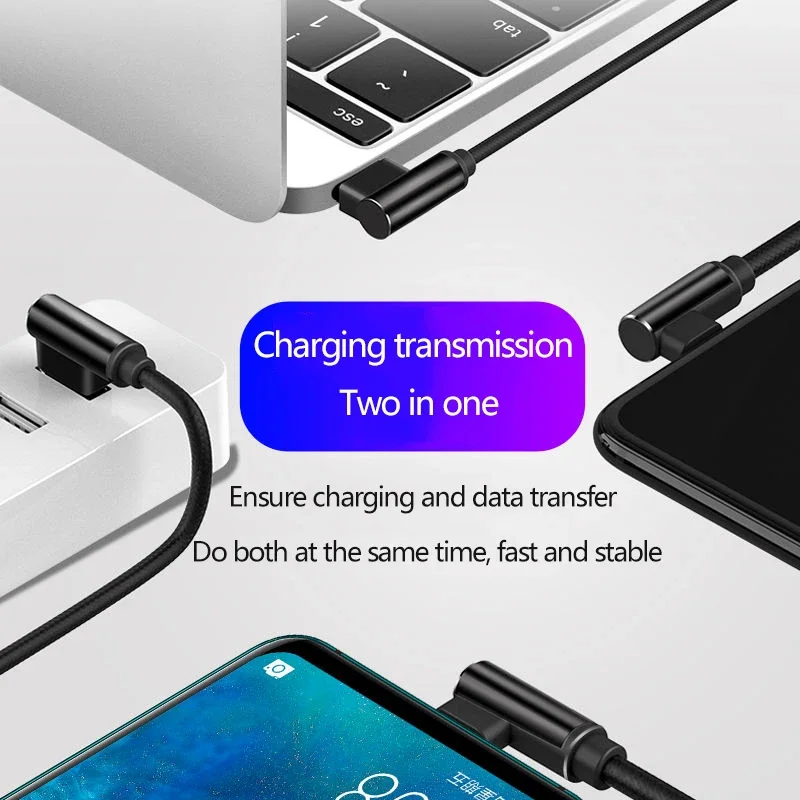 Cotovelo de 90 graus 40W USB para Tipo C Cabo de carregamento rápido para Huawei Mate 50 40 30 Xiaomi Samsung USB Tipo C Cabo de dados de carga rápida - Image 2
