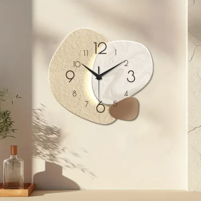 Relógio de parede simples e moderno, relógio de quartzo silencioso, relógio de quarto, sala de estar, sofá, decoração de fundo, sem bateria