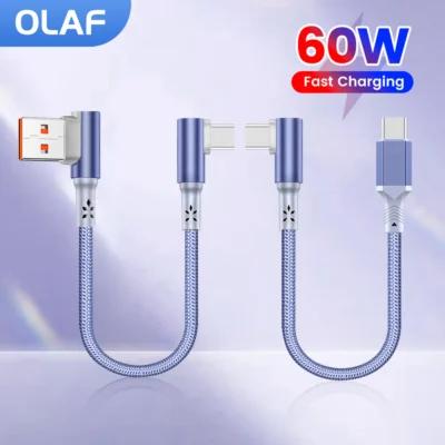 60W 10CM 20CM 90 ° Cotovelo curto usb c para usb c cabo de carregamento rápido para iphone16 15 xiaomi samsung power bank usb tipo c cabo de dados