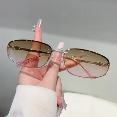 Óculos de Sol Sem Armação KAMMPT para Mulheres 2025, Novos Óculos de Sol Estilosos para Atividades ao Ar Livre, Marca de Luxo Designer com Lentes Espelhadas