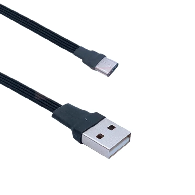 Super plano flexível usb 2.0 um macho para tipo c macho ângulo de 90 graus usb2.0 macho para usb c adaptador de cabo de extensão - Image 6