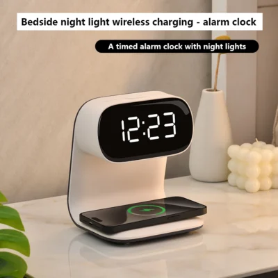1pc novo multi-funcional led luz quente despertador luz noturna-suporte de carregamento sem fio do telefone móvel-adequado para viver r