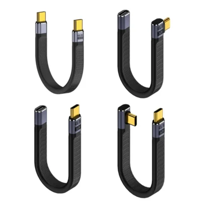 Cabo curto usb c para usb c, 240w, 40gb, 90 graus, carregamento rápido, tipo c, 40gbps, transferência de dados, cabo de extensão de carga de dados plano