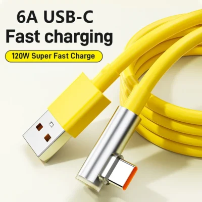 120W 6A tipo C cabo de carregamento super rápido de 90 graus para Xiaomi 14 Ultra Poco Redmi 90 ° Acessórios para cabos de dados de carga rápida de cotovelo