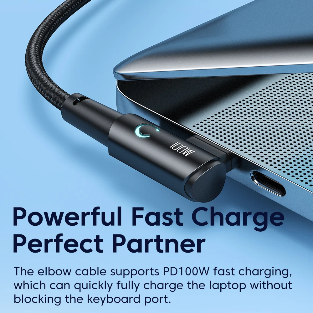 Toocki cotovelo de 90 graus usb tipo c cabo 100w 5a cabo de dados de carregamento rápido para huawei xiaomi samsung usb c para tipo c cabo jogos - Image 2