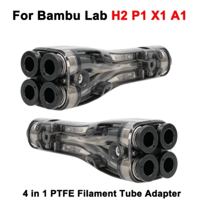 Adaptador de Tubo de Filamento PTFE 4 em 1 para Impressoras 3D Bambu Lab H2 P1 X1 A1, Almofada de Limpeza de Filamento, Compatível com Múltiplos Materiais, Sem Entupimento