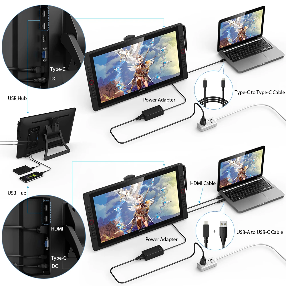 Xppen artist 22r pro 21.5 polegadas desenho tablet pen display monitor gráfico 8192 caneta pressão tilt-suporte sem bateria - Image 6