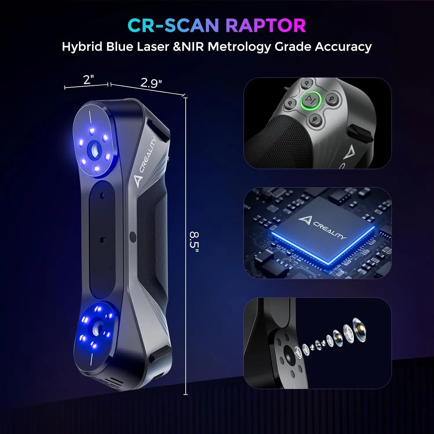 Escaneie metal sem spray: Scanner 3 D CR-Scan Raptor 0.02 mm - Image 3