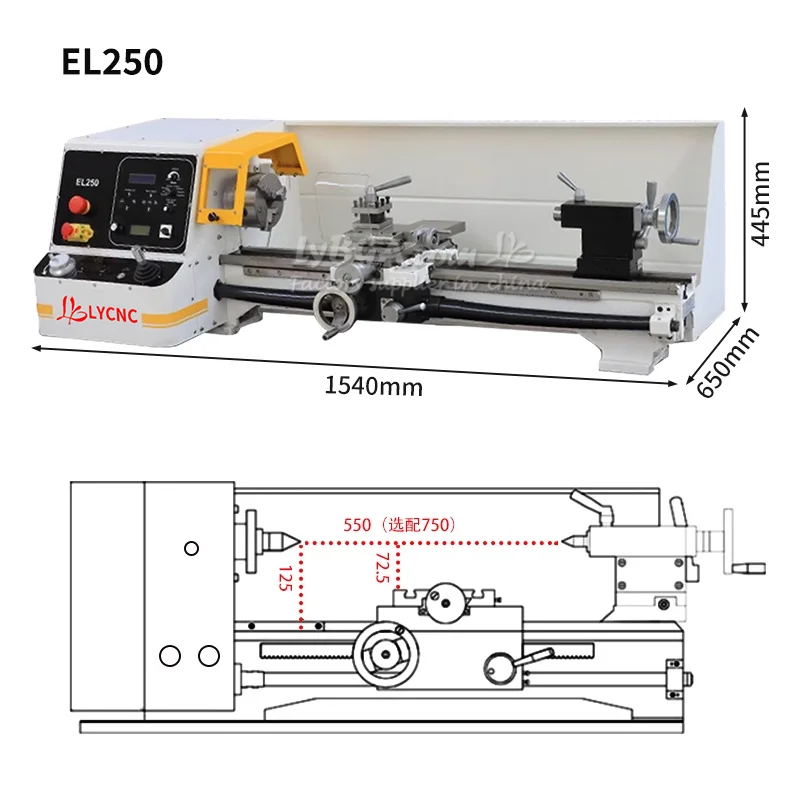 Torno de Precisión Automático para Metal EL250/300, Torno CNC Pequeño y Sencillo Personalizado con Motor de 1.5kw/2.2kw