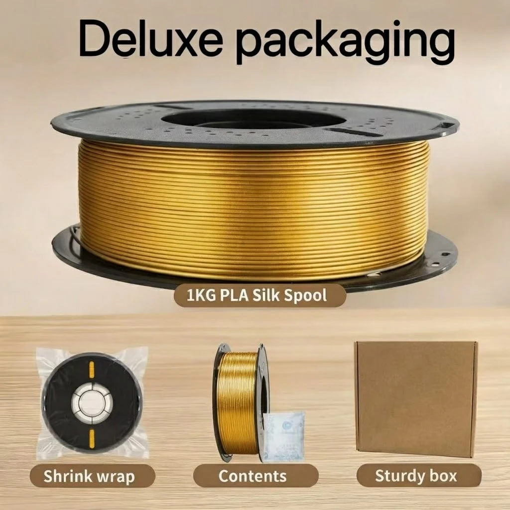 Filamento PLA Silk Gold 1.75 mm para Impressão 3D, Bobina de 1kg, Material para Impressora 3D, Brilho Sedoso Metálico - Image 3