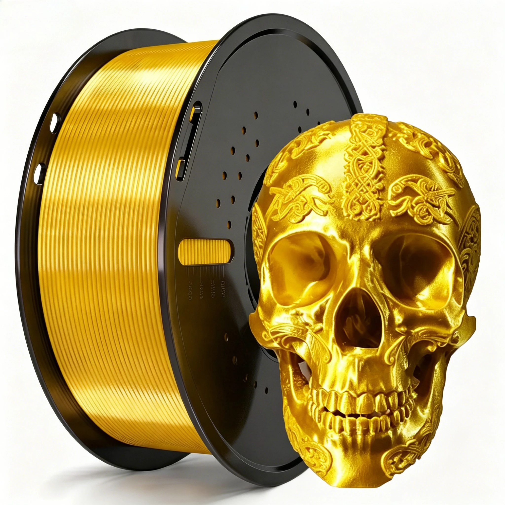 Filamento PLA Silk Gold 1.75 mm para Impressão 3D, Bobina de 1kg, Material para Impressora 3D, Brilho Sedoso Metálico