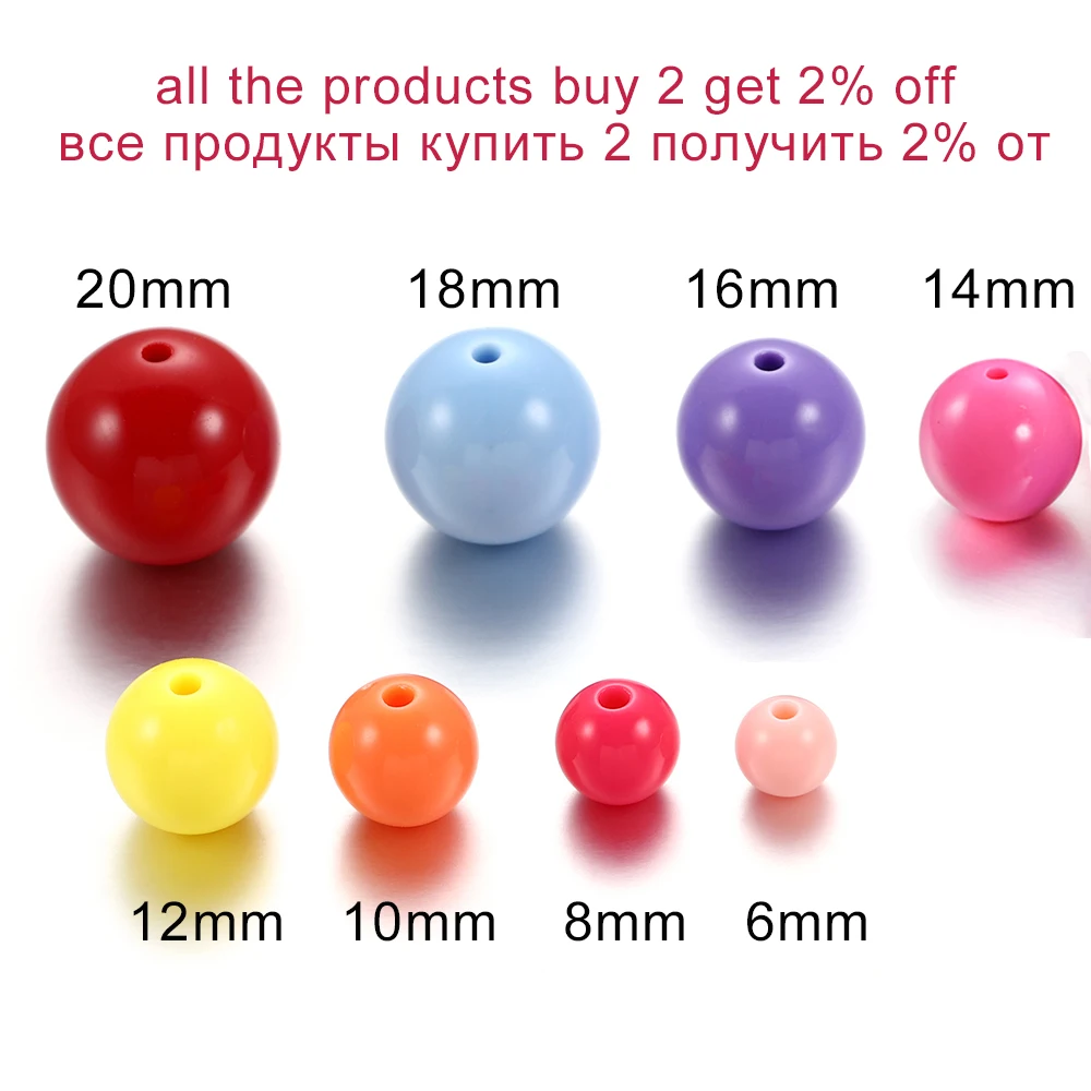 10-200 peças de plástico acrílico misto suave bola redonda espaçador contas 6 8 10 12mm escolher tamanho para fazer jóias acessórios - Image 2