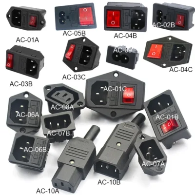 2 3 pinos iec320 c14 tomada de energia elétrica led 250v interruptor rocker bronze 10a c6 fusível entrada plug conector saída montagem do computador