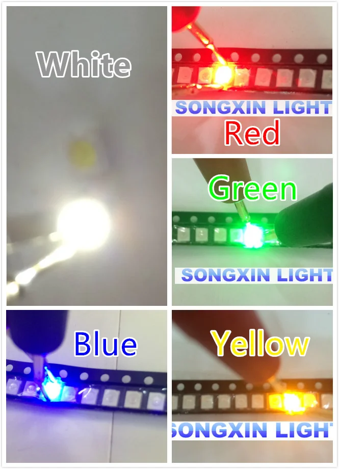 100 pçs/lote 3528 1210 Diodo SMD LED Diodo Kit Verde VERMELHO Branco GARELO Azul Amarelo Rosa Roxo-UV Laranja Rgb - Image 2