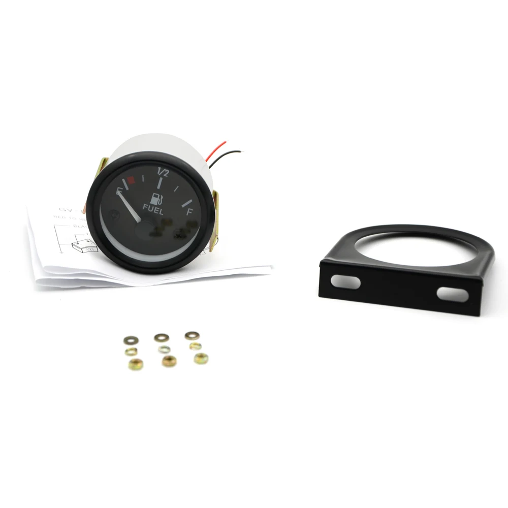 Medidor de nível de combustível de 2 "52mm, medidor de carro, luz LED branca, aro preto, medidores automotivos 12V - Image 6