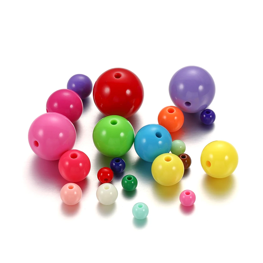 10-200 peças de plástico acrílico misto suave bola redonda espaçador contas 6 8 10 12mm escolher tamanho para fazer jóias acessórios - Image 6