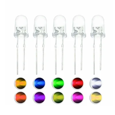 100 peças 5mm diodo led 5 mm kit sortido branco verde vermelho azul amarelo laranja rosa roxo branco quente diy diodo emissor de luz