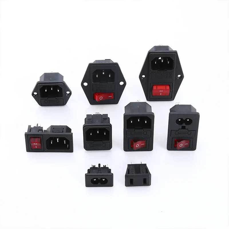 2 3 pinos iec320 c14 tomada de energia elétrica led 250v interruptor rocker bronze 10a c6 fusível entrada plug conector saída montagem do computador - Image 2