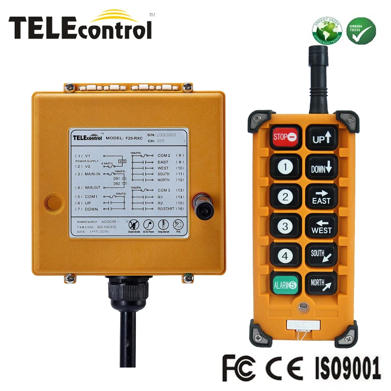 Sistema de control remoto inalámbrico RF Telecontrol 8 pulsadores de marcha única para grúa aérea industrial Polipasto eléctrico F23-A++