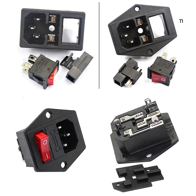 2 3 pinos iec320 c14 tomada de energia elétrica led 250v interruptor rocker bronze 10a c6 fusível entrada plug conector saída montagem do computador - Image 4