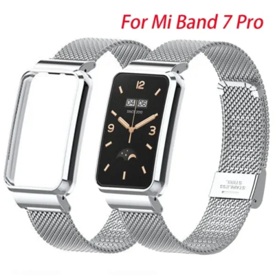 Capa protetora de pulseira de metal para xiaomi mi band 7 pro pulseiras + capa para mi band 7 pro pulseira correas reloj escudo protetor