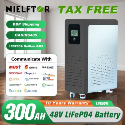 48v 300ah lifepo4 bateria de lítio 15kwh 100ah 120ah 200ah 400ah embutido 200a bms 6000 + ciclo para sistema solar pl estoque da ue
