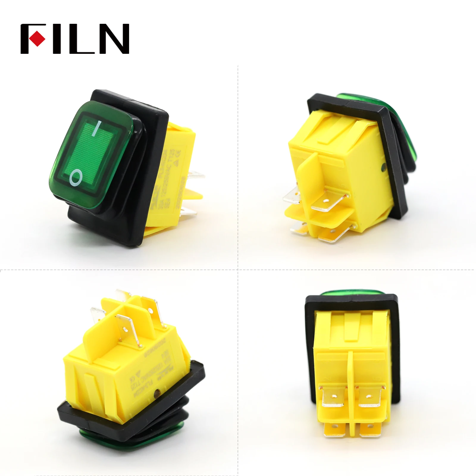FILN 30A 12V 24V 110V 220VLED Rocker Switch À Prova D 'Água IP65 ON OFF Heavy Duty 4 Pinos DPST Selado Auto Barco Marine Toggle 30x22 - Image 3