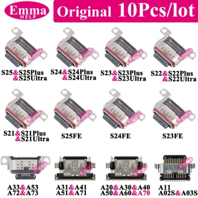 10pcs USB Charging Port Connector for SamSung Galaxy S25 S24 S23 S23 S22Plus Ultra S21 FE A22 A12 A11 A51 A71 A52 A72 A73 A03S